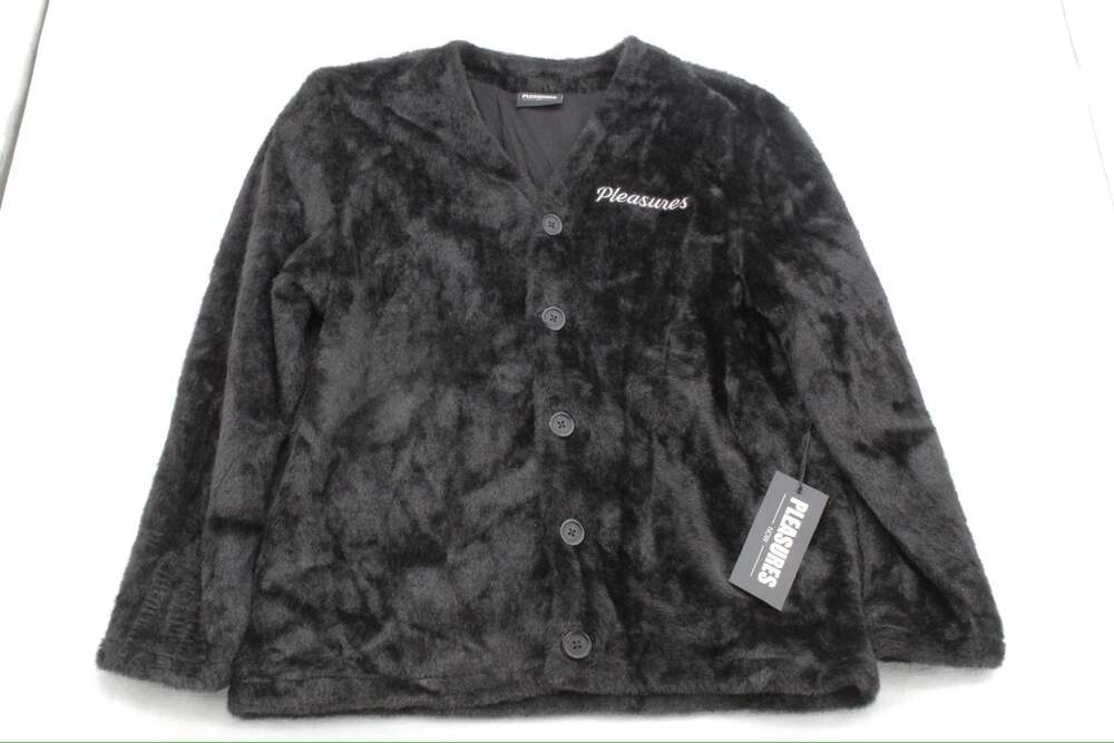Pleasures Black Faux Fur Button-Down Cardigan